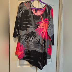Clara Sunwoo tunic 1X Black Tropical Print EUC